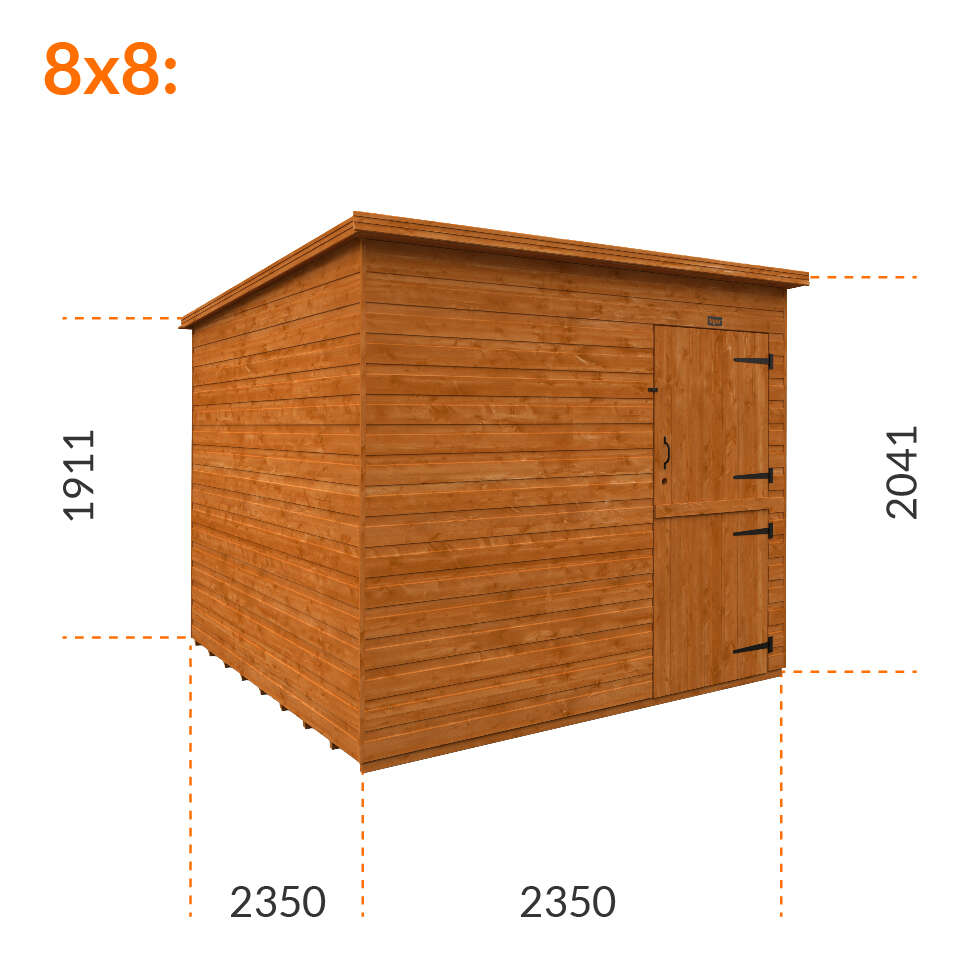 6x4w Tiger Shiplap Pent Windowless Shed | Stable Doors