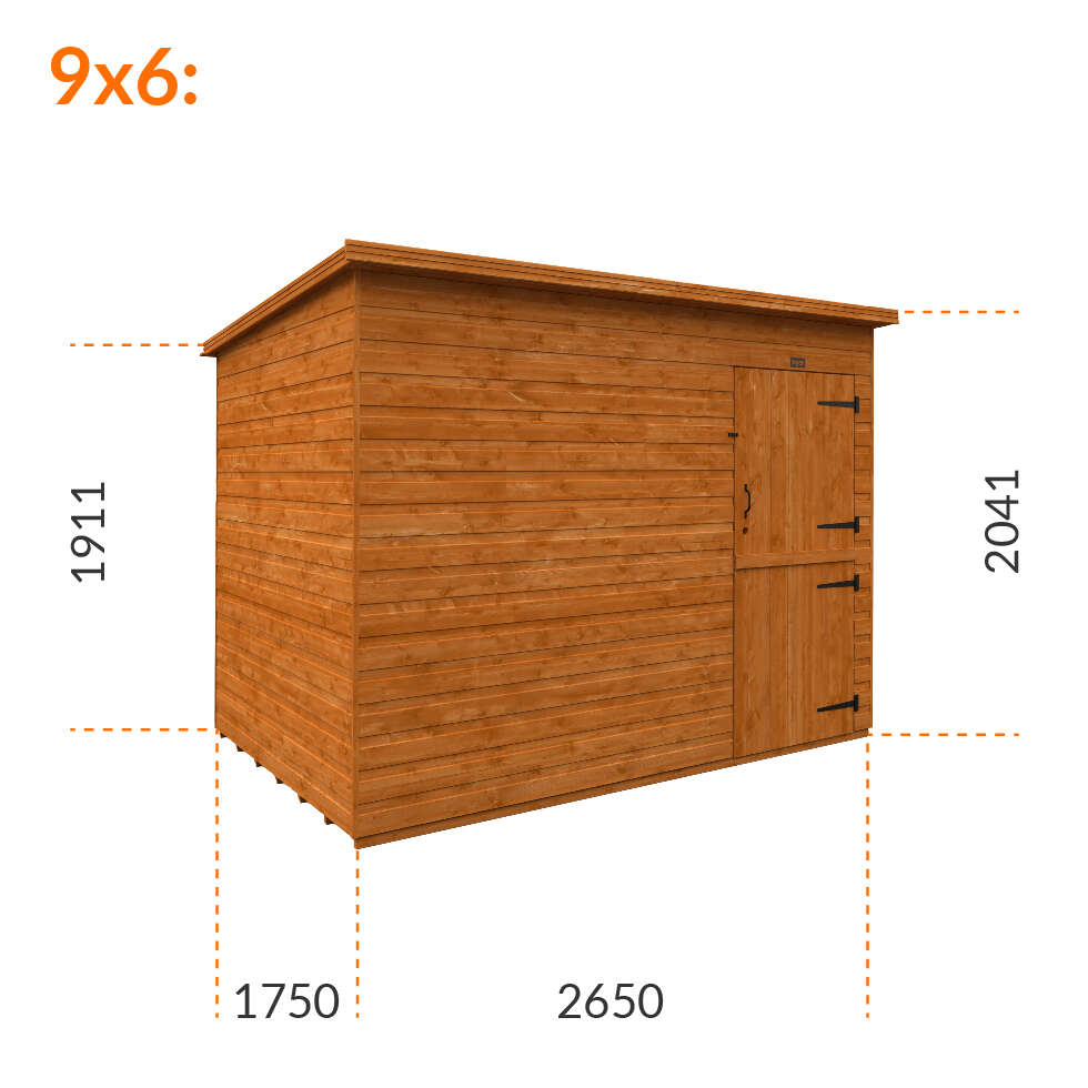 9x6w Tiger Shiplap Pent Windowless Shed | Stable Doors
