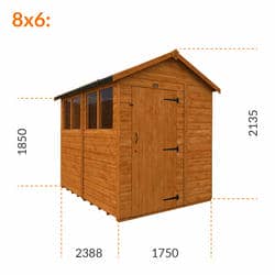 8x6w TigerFlex® Next Day Apex Shed