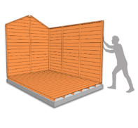 A person pushing a wooden wallAI-generated content may be incorrect.