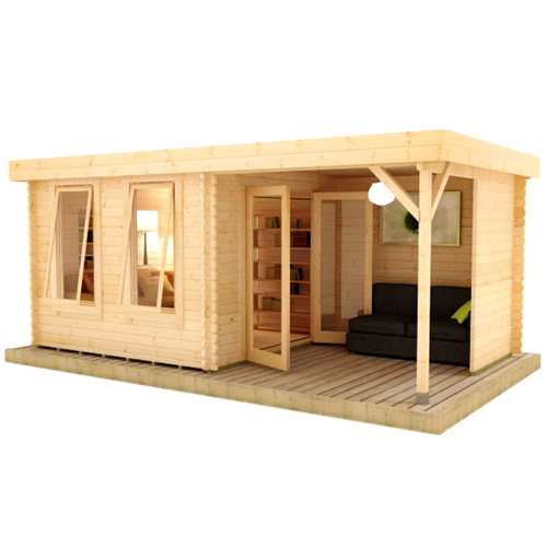 Lakra Log Cabins 44mm Log Cabin With Canopy Tiger Sheds