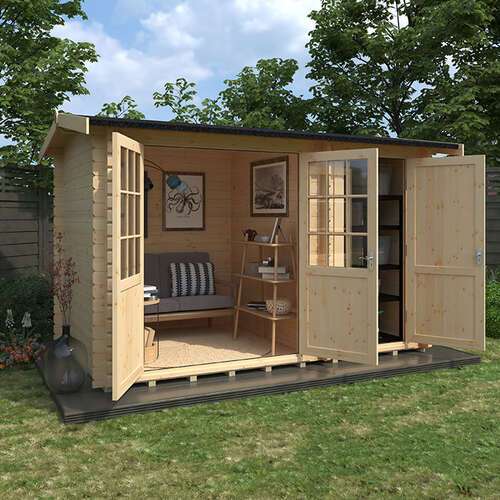 12'x8' Capetus Reduced Height Log Cabin - 44mm Garden Log Cabins - 0% Finance - Buy Now Pay Later - Tiger Sheds