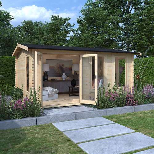 16'x10' Gamma Reduced Height Log Cabin - 44mm Log Cabins - 0% Finance - Buy Now Pay Later - Tiger Sheds