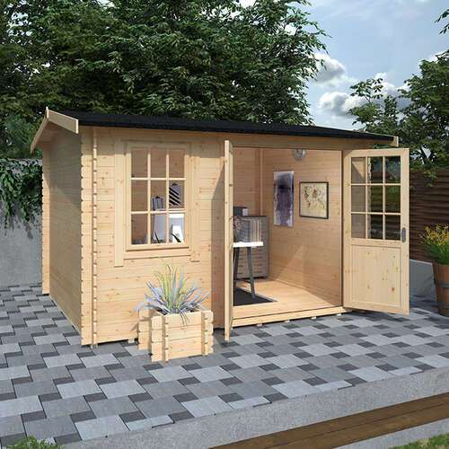 14'x8' Persian Reduced Height Log Cabin - 28mm Garden Log Cabins - 0% Finance - Buy Now Pay Later - Tiger Sheds