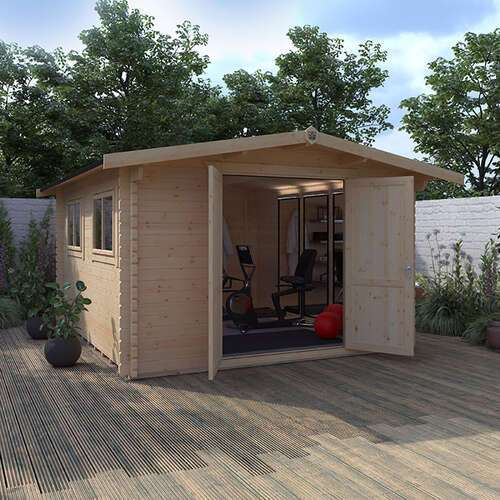 14'x14' Rayner Log Cabin - Workshop Log Cabins - 0% Finance - Buy Now Pay Later - Tiger Sheds