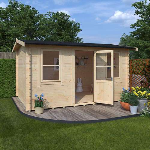 12'x10' Sabre Reduced Height Log Cabin - 28mm Garden Log Cabins - 0% Finance - Buy Now Pay Later - Tiger Sheds