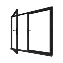 2.5m Aluminium Double Doors & Fixed Pane | Left Hand Master Open
