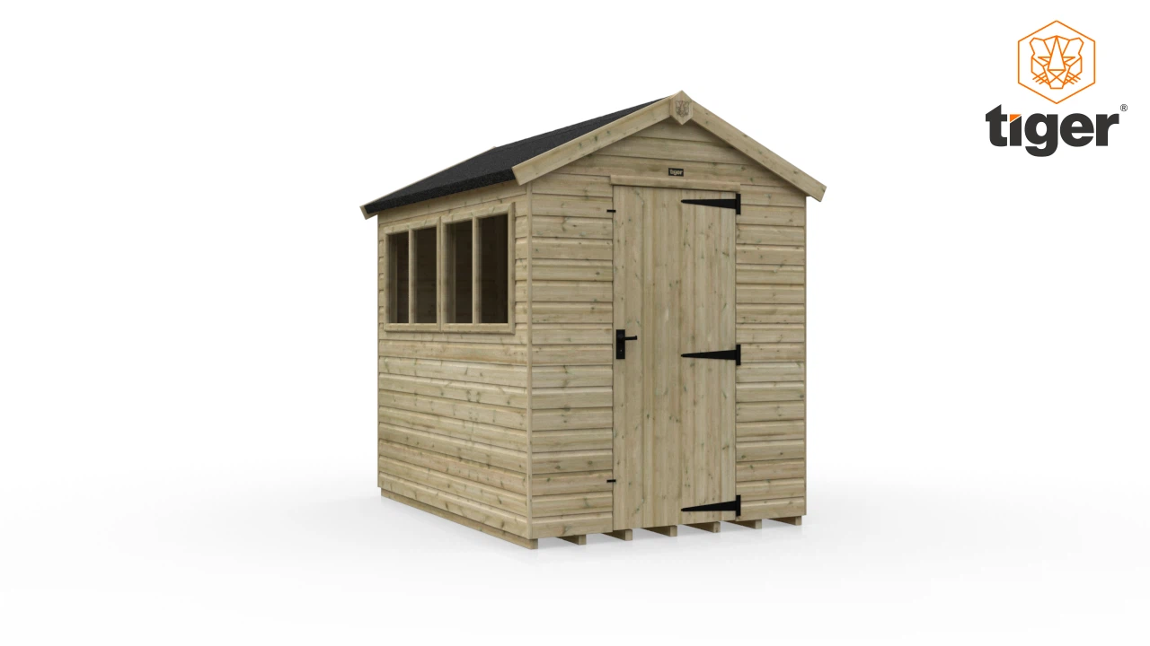 Tiger Elite Pressure Treated Apex Shed | 360 View | 8x6w