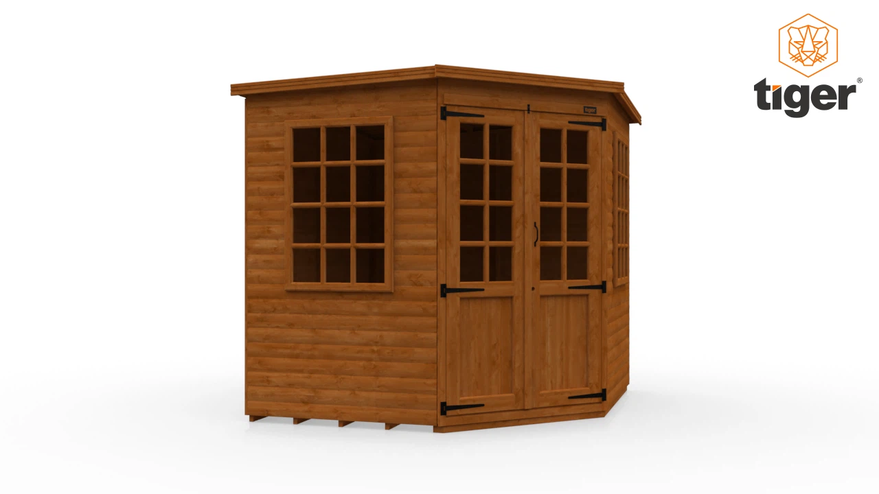 Tiger Loglap Corner Summerhouse | 360 View | 7x7w