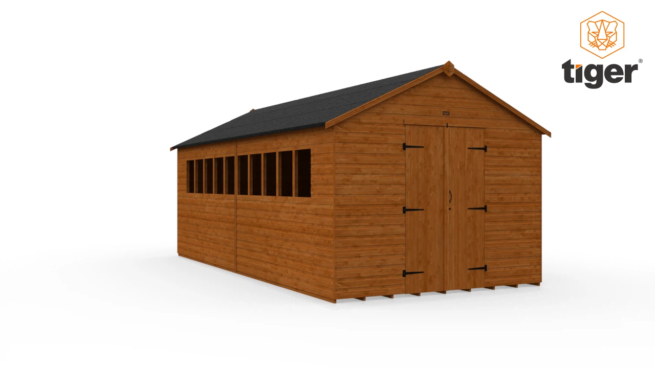 Tiger XL Heavyweight Workshop Shed | 360 View | 20x10w